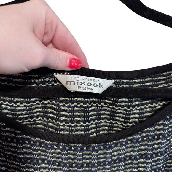 MISOOK- 2 Piece Matching Tank Sweater Set Black Blue Metallic, Size L Petite - Picture 9 of 14